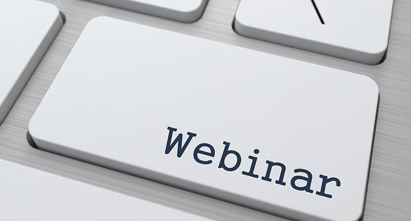 close up of keyboard key that says 'Webinar'