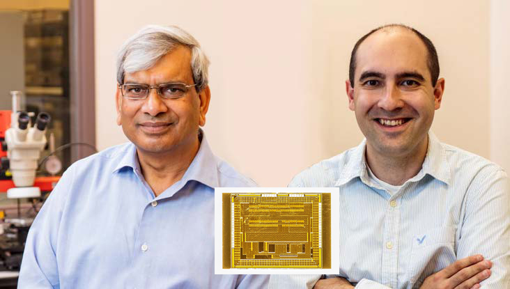 photo of Queen’s University PhD candidate Marko Krstic (right)  and Dr. Praveen Jain, Canada Research Chair in Power Electronics