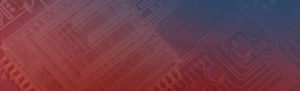 concept: close up of circuit board with red to blue gradient over image