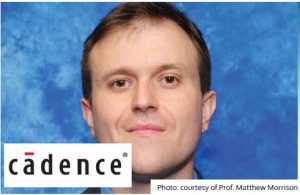 Headshot of Professor Matthew Morrison with superimposed Cadence Logo