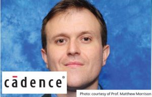 Headshot of Professor Matthew Morrison with superimposed Cadence Logo