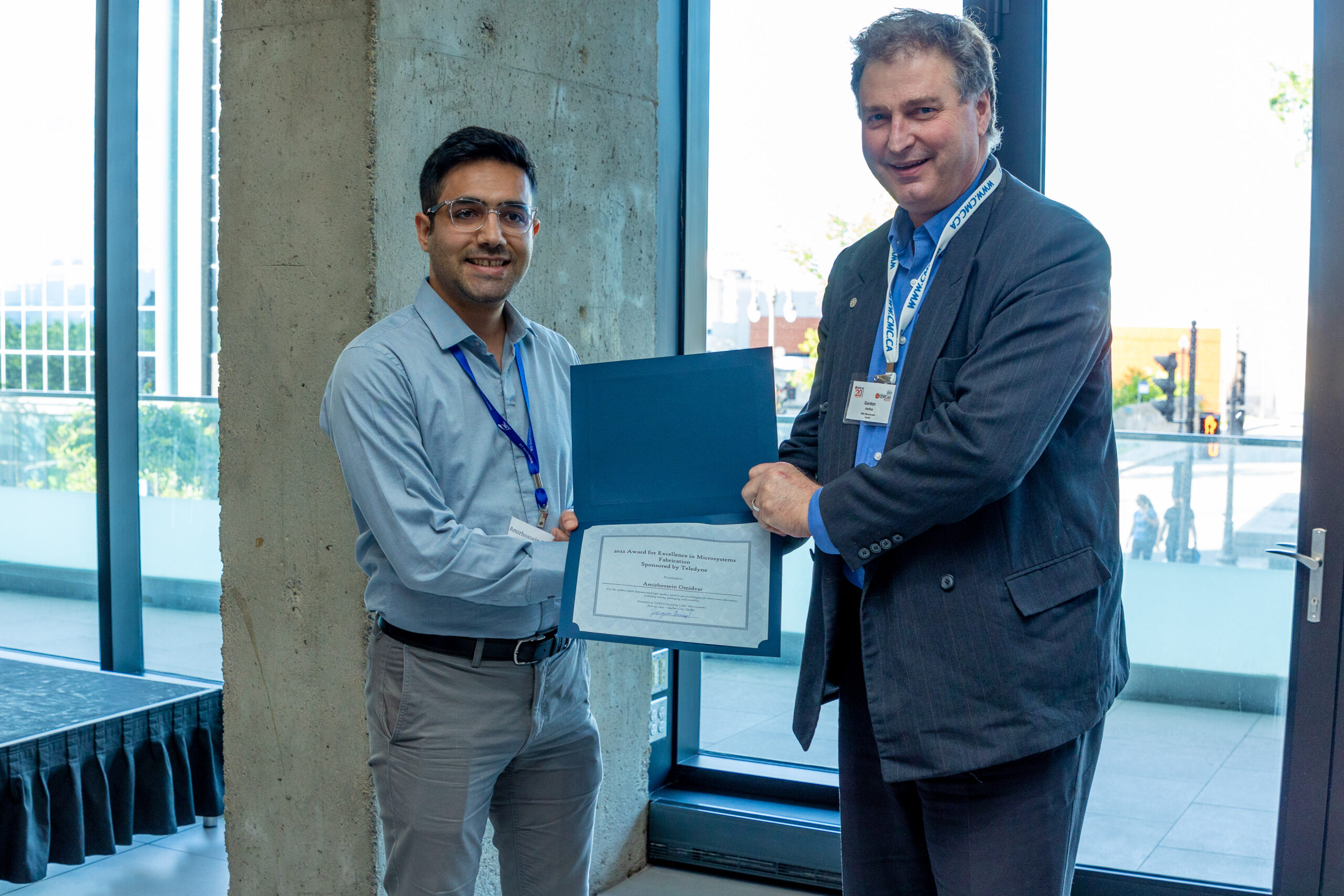 Award for Excellence in Microsystems Fabrication (Amirhossein Omidvar, University of British Columbia) Award for Excellence in Microsystems Fabrication (Amirhossein Omidvar, University of British Columbia)