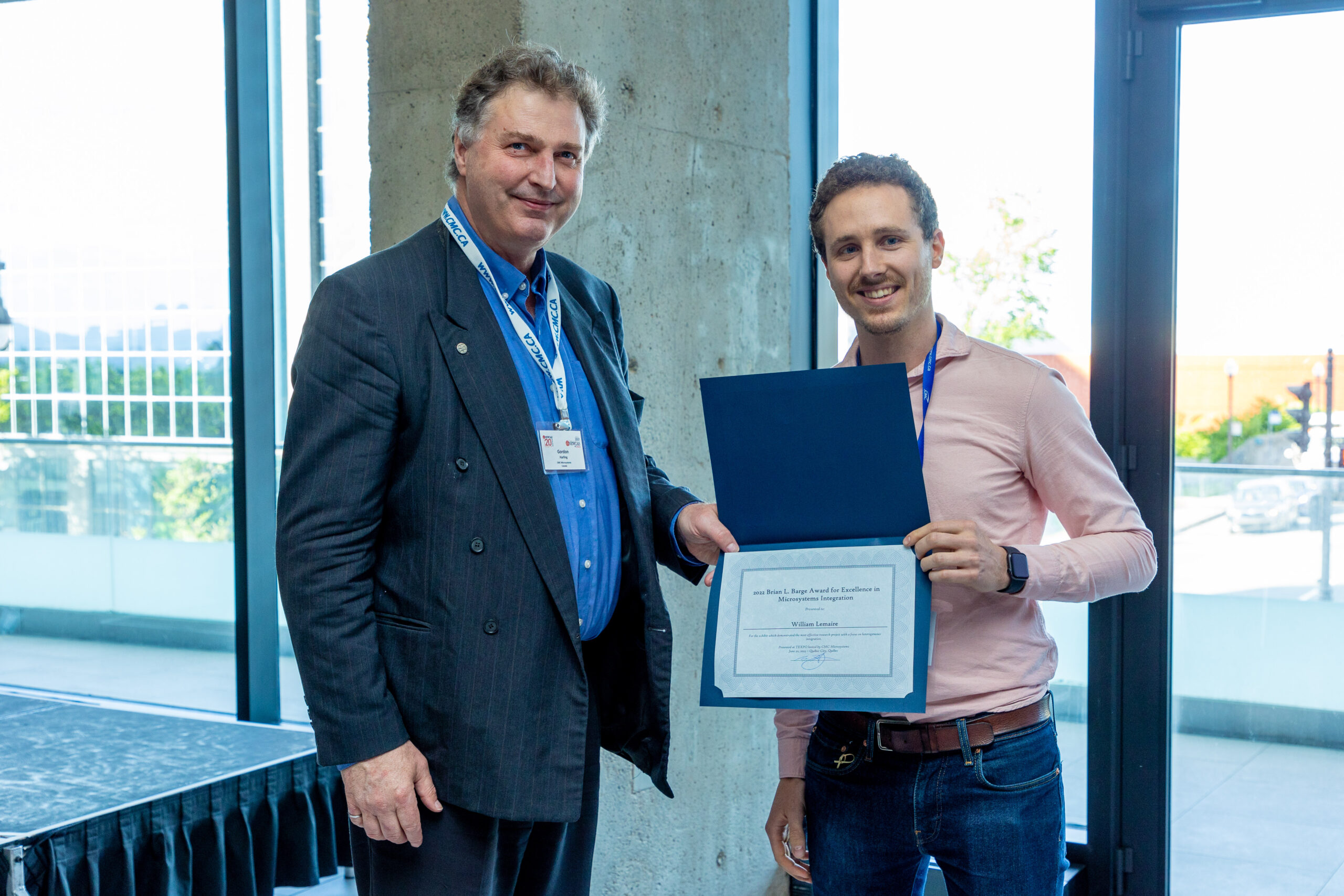 Brian L. Barge Award for Excelllence in Microsystems Innovation (William Lemaire, Universite de Sherbrooke) Brian L. Barge Award for Excelllence in Microsystems Innovation (William Lemaire, Universite de Sherbrooke)
