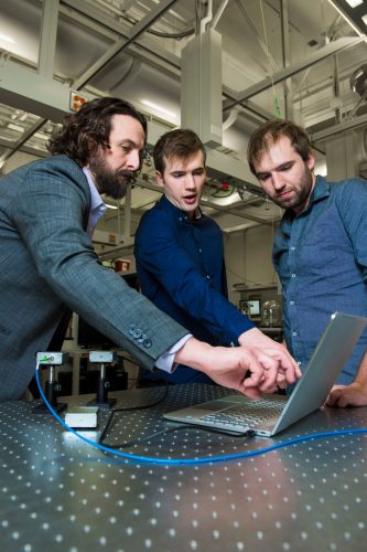 John Davis, Associate Professor in the University of Alberta Department of Physics, on March 23, 2017. Together with Callum Doolin, PhD student, and his brother Pearse Doolin, the three have spun off Resolved Instruments.  
Credit: John Ulan